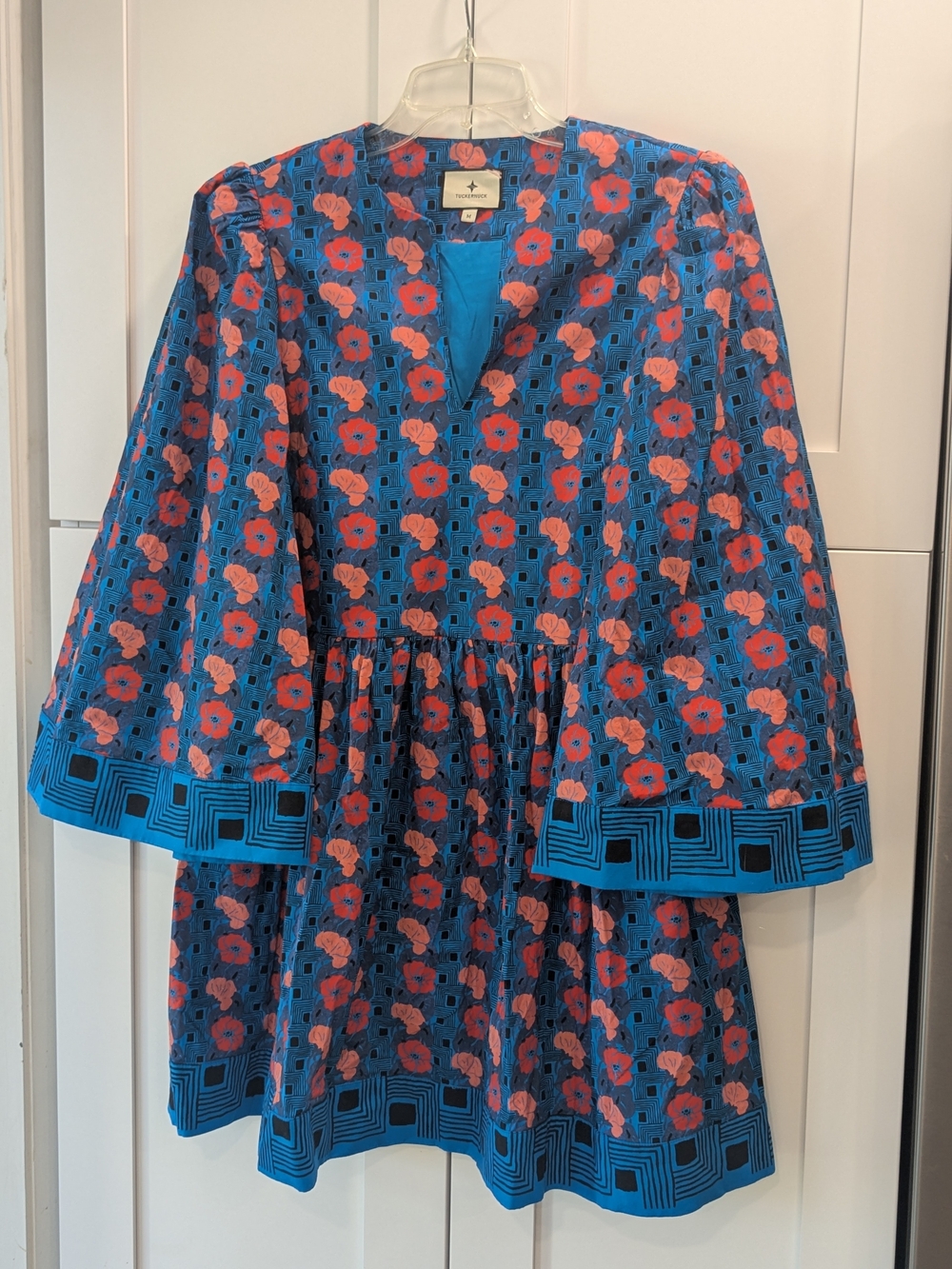 Tuckernuck Blue Dress with Red Floral Print